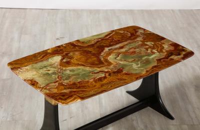 Guglielmo Ulrich Guglielmo Ulrich Walnut Agate and Brass Coffee Table Italy circa 1950