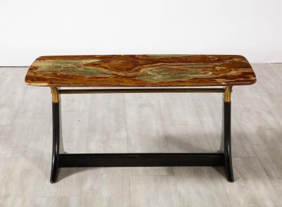 Guglielmo Ulrich Guglielmo Ulrich Walnut Agate and Brass Coffee Table Italy circa 1950