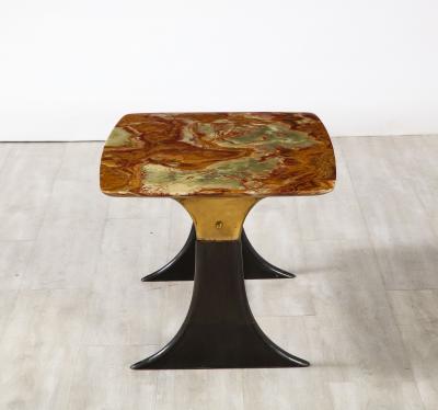 Guglielmo Ulrich Guglielmo Ulrich Walnut Agate and Brass Coffee Table Italy circa 1950