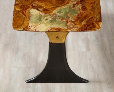 Guglielmo Ulrich Guglielmo Ulrich Walnut Agate and Brass Coffee Table Italy circa 1950
