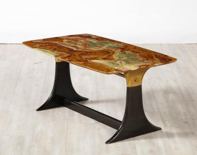 Guglielmo Ulrich Guglielmo Ulrich Walnut Agate and Brass Coffee Table Italy circa 1950