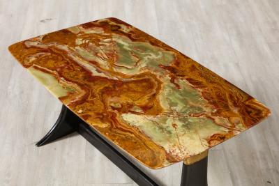 Guglielmo Ulrich Guglielmo Ulrich Walnut Agate and Brass Coffee Table Italy circa 1950