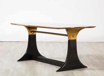 Guglielmo Ulrich Guglielmo Ulrich Walnut Agate and Brass Coffee Table Italy circa 1950