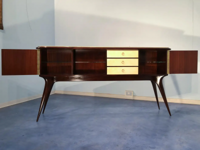 Guglielmo Ulrich Italian Mid Century Center Parchment Sideboard Guglielmo Ulrich Style 1950s
