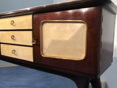 Guglielmo Ulrich Italian Mid Century Center Parchment Sideboard Guglielmo Ulrich Style 1950s