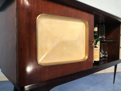 Guglielmo Ulrich Italian Mid Century Center Parchment Sideboard Guglielmo Ulrich Style 1950s