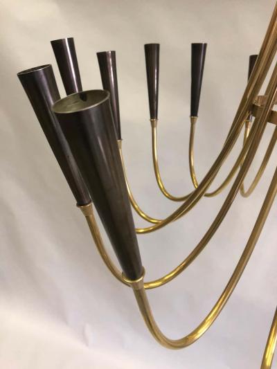 Guglielmo Ulrich Italian Mid Century Modern Brass Chandelier Attributed to Ulrich