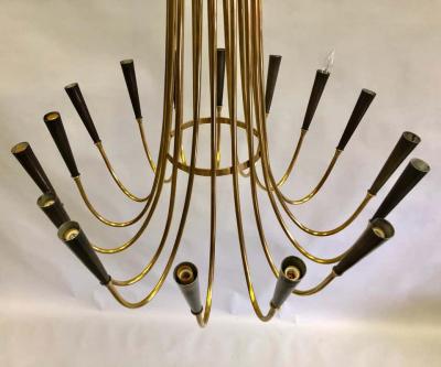 Guglielmo Ulrich Italian Mid Century Modern Brass Chandelier Attributed to Ulrich