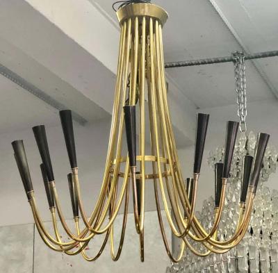 Guglielmo Ulrich Italian Mid Century Modern Brass Chandelier Attributed to Ulrich