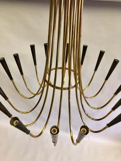 Guglielmo Ulrich Italian Mid Century Modern Brass Chandelier Attributed to Ulrich