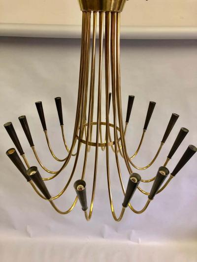 Guglielmo Ulrich Italian Mid Century Modern Brass Chandelier Attributed to Ulrich