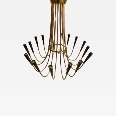Guglielmo Ulrich Italian Mid Century Modern Brass Chandelier Attributed to Ulrich