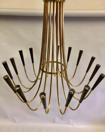 Guglielmo Ulrich Italian Midcentury Brass Sunburst Chandelier Attributed to Guglielmo Ulrich