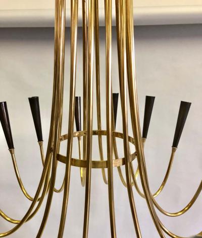 Guglielmo Ulrich Italian Midcentury Brass Sunburst Chandelier Attributed to Guglielmo Ulrich