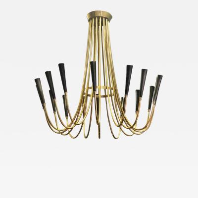 Guglielmo Ulrich Italian Midcentury Brass Sunburst Chandelier Attributed to Guglielmo Ulrich