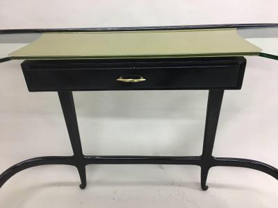 Guglielmo Ulrich Large Italian Modern Neoclassical Carved Wood Glass Console Attr to G Ulrich