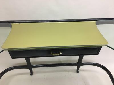 Guglielmo Ulrich Large Italian Modern Neoclassical Carved Wood Glass Console Attr to G Ulrich