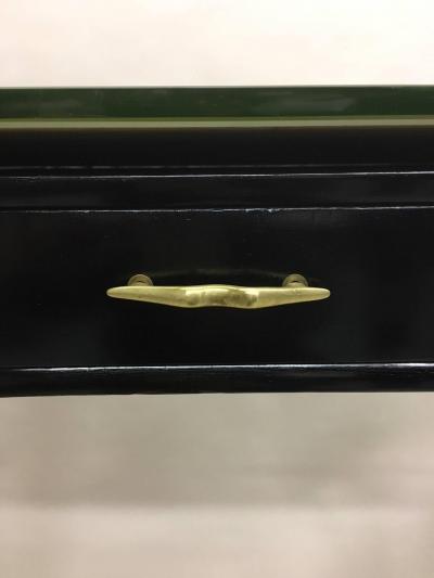 Guglielmo Ulrich Large Italian Modern Neoclassical Carved Wood Glass Console Attr to G Ulrich