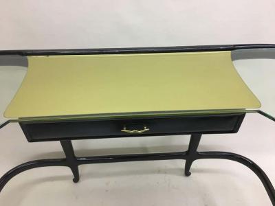 Guglielmo Ulrich Large Italian Modern Neoclassical Carved Wood Glass Console Guglielmo Ulrich