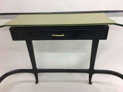 Guglielmo Ulrich Large Italian Modern Neoclassical Carved Wood Glass Console Guglielmo Ulrich