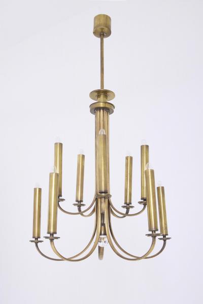 Guglielmo Ulrich Mid Century Brass Chandelier by Ulrich Guglielmo