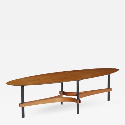 Guglielmo Ulrich Mid century Guglielmo Ulrich Teak Surfboard Coffee Table