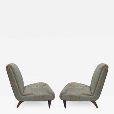 Guglielmo Ulrich Pair Italian Mid Century Modern Lounge Slipper Chairs Guglielmo Ulrich 1930