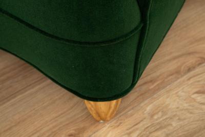 Guglielmo Ulrich Pair of Art Deco Lounge Chairs with Green Mohair Channel Back Italy