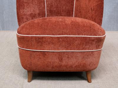 Guglielmo Ulrich Pair of Guglielmo Ulrich Chairs in Dedar Chenille and Walnut Italy 1940s