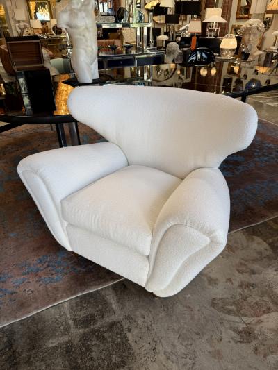 Guglielmo Ulrich Pair of Italian Boucle Armchairs Attributed to Guglielmo Ulrich
