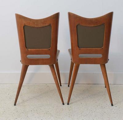 Guglielmo Ulrich Pair of Italian Modern Walnut Side Chairs Guglielmo Ulrich