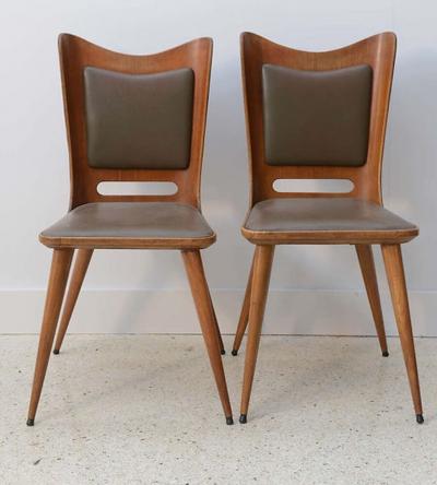 Guglielmo Ulrich Pair of Italian Modern Walnut Side Chairs Guglielmo Ulrich