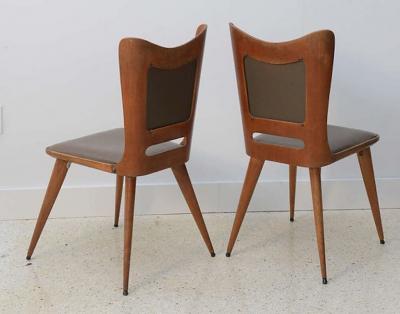 Guglielmo Ulrich Pair of Italian Modern Walnut Side Chairs Guglielmo Ulrich