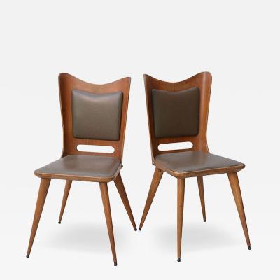 Guglielmo Ulrich Pair of Italian Modern Walnut Side Chairs Guglielmo Ulrich