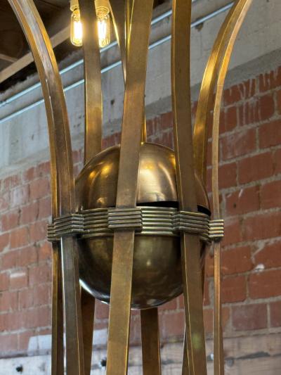 Guglielmo Ulrich Solid Brass Sculptural Chandelier in Style of Guglielmo Ulrich circa 1970s