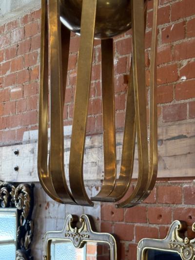 Guglielmo Ulrich Solid Brass Sculptural Chandelier in Style of Guglielmo Ulrich circa 1970s