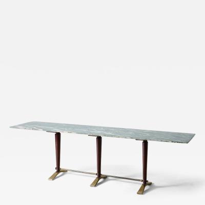 Guglielmo Ulrich Unique console table with shaped marble top three wooden uprights