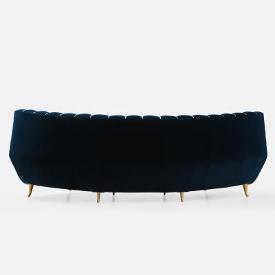 Guglielmo Veronesi Curved Channel Back Navy Velvet Sofa