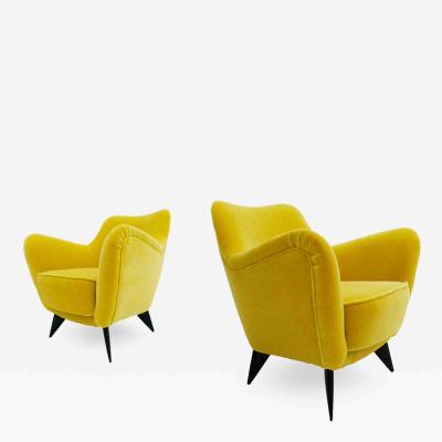 Guglielmo Veronesi Guglielmo Veronesi for ISA Bergamo Mid Century Modern Pair Of Italian Armchairs