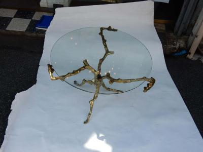 Guido Agostini 1970 Coffee Table with Gilded Bronze Branches Dlg Agostini