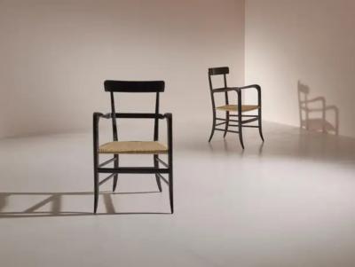 Guido Chiappe Beech and Cane Armchairs for Continental Hotel in Santa Margherita