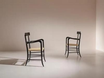 Guido Chiappe Beech and Cane Armchairs for Continental Hotel in Santa Margherita