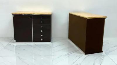 Guido Faleschini Guido Faleschini for Mariani Leather and Suede Wrapped Marble Topped Cabinets