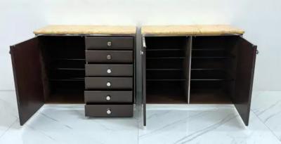 Guido Faleschini Guido Faleschini for Mariani Leather and Suede Wrapped Marble Topped Cabinets