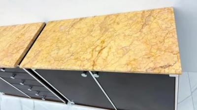 Guido Faleschini Guido Faleschini for Mariani Leather and Suede Wrapped Marble Topped Cabinets