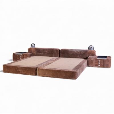 Guido Faleschini Guido Faleschini for i4 Mariani Tucroma Suede King Platform Bed with Nightstands