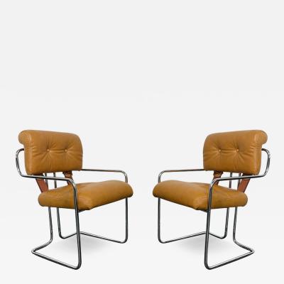 Guido Faleschini Pair of Mariani Italian Tucroma Dining Chairs by Guido Faleschini