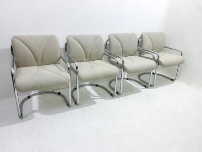 Guido Faleschini Set of 4 Mid Century Tubular Armchairs by Guido Faleschini