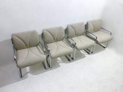 Guido Faleschini Set of 4 Mid Century Tubular Armchairs by Guido Faleschini