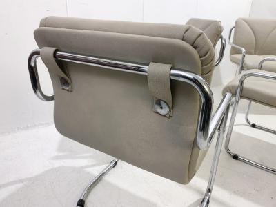 Guido Faleschini Set of 4 Mid Century Tubular Armchairs by Guido Faleschini